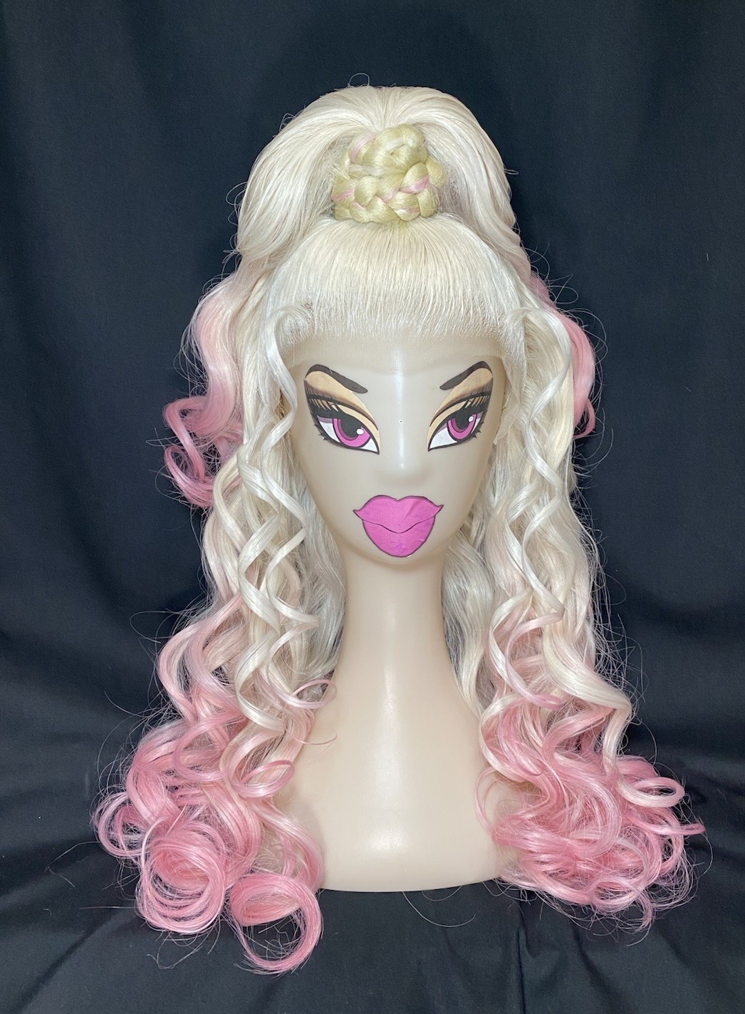 Bouncy Girly Braided Half Up Half Down Synthetic Lace Front Wig For Drag Queens
