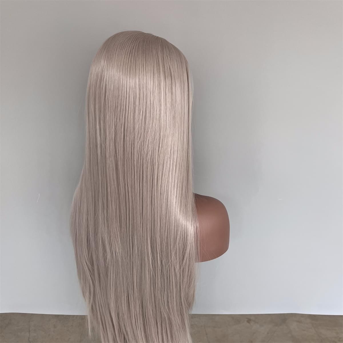 Soft Frontal Lace Wigs Silver grey Synthetic Hair Heat Resistant Long Straight