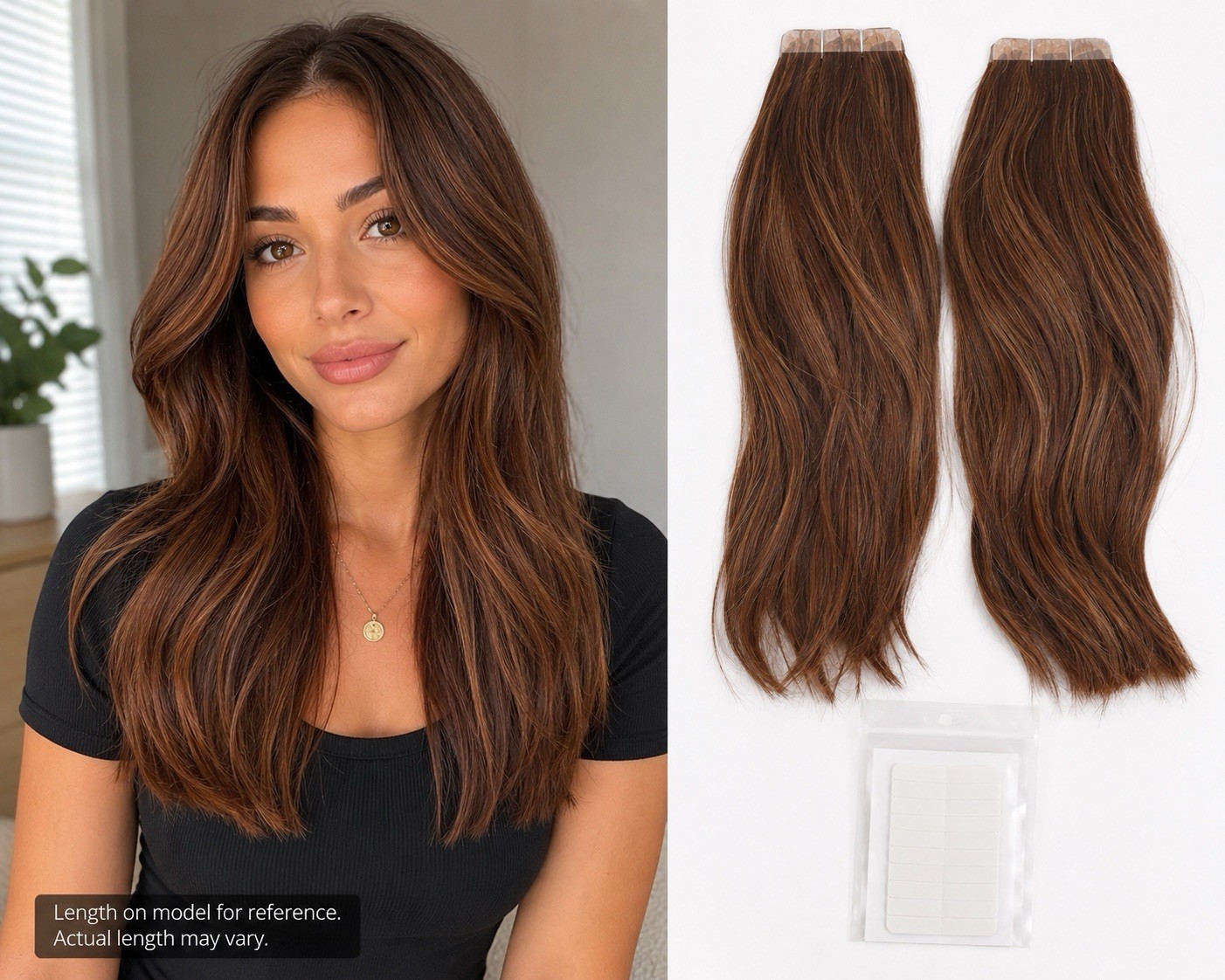 Irresistible Me 100% Remy Tape In Human Hair Extensions 14” Golden Brown 50g