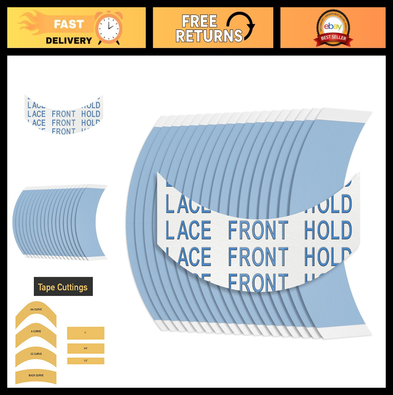 Premium Blue Lace Front Wig Tape – 108 Double-Sided Strips, Strong Waterproof Ho