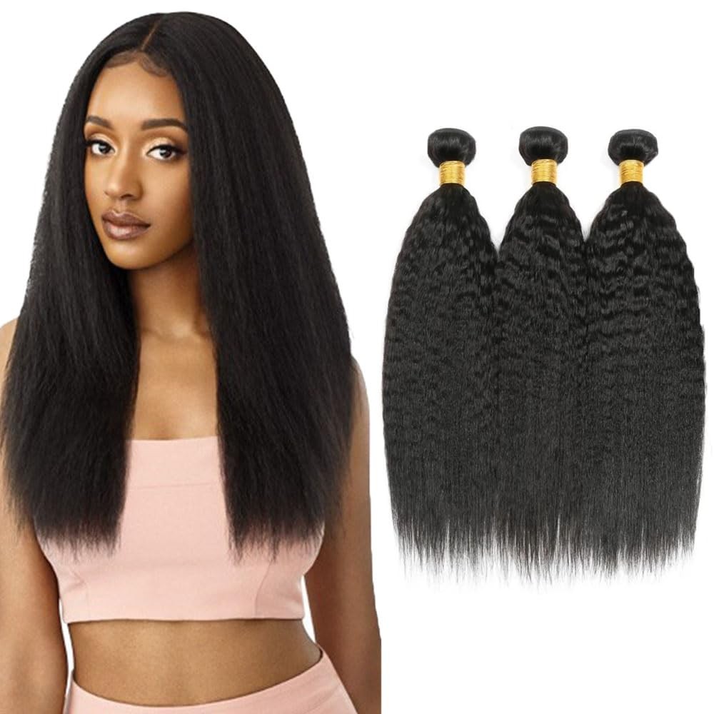 Human Hair Bundles Yaki Straight Bundles 22 22 22 Inch Unprocessed Brazilian …