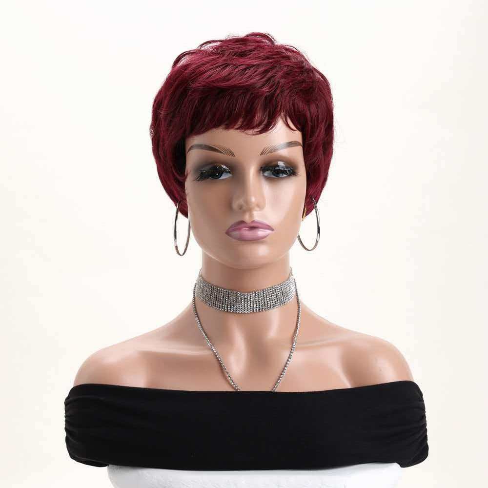 10″ Short Burgundy Women Full Wig Cosplay Party Heat Resistant Synthetic Hair