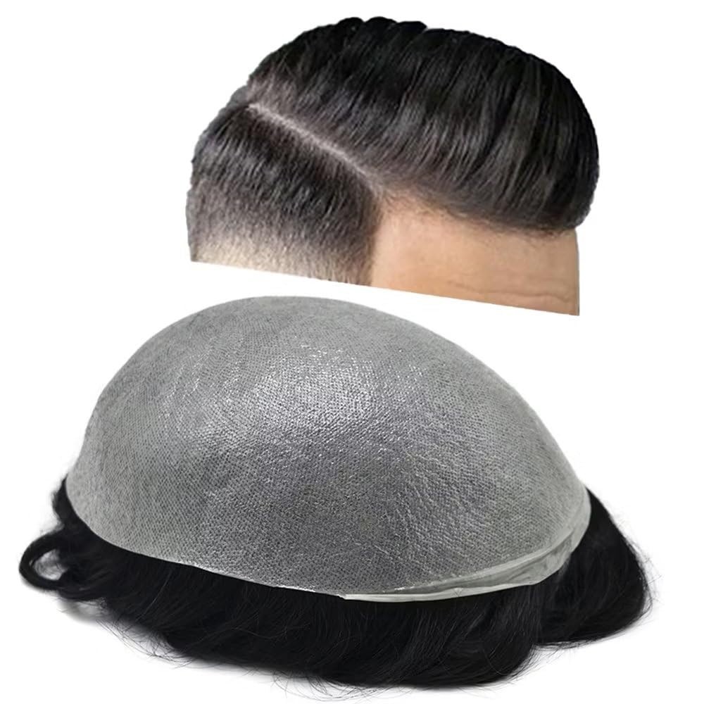 Ultra Thin Skin Mens Toupee Invisible Men Hair Replacement System ALL ColorS