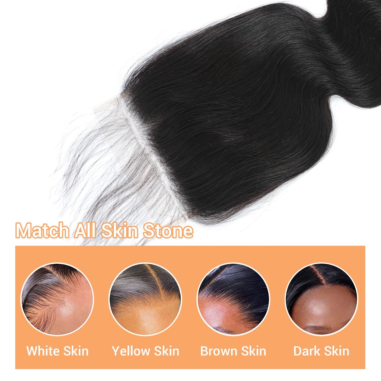 Mootaful 5X5 Transparent Hd Lace Closure Human Hair Body Wave 14 Inch Virgin