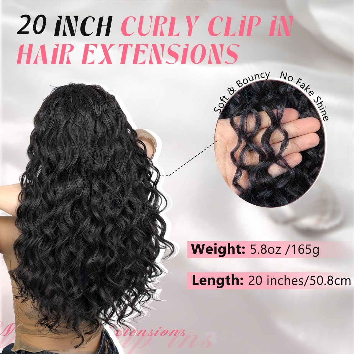 Curly Clip In Hair Extensions,4PCS 20 inch Thick Curly Hair Extensions Lace W…