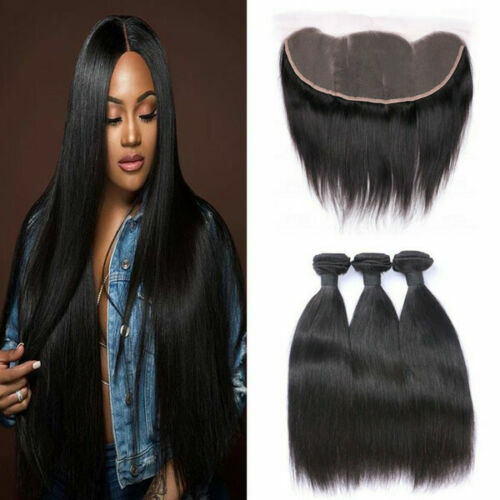 12A MONGOLIAN SILKY STRAIGHT VIRGIN HUMAN HAIR 3/4BUNDLES+FRONTAL 390g/490g/590g
