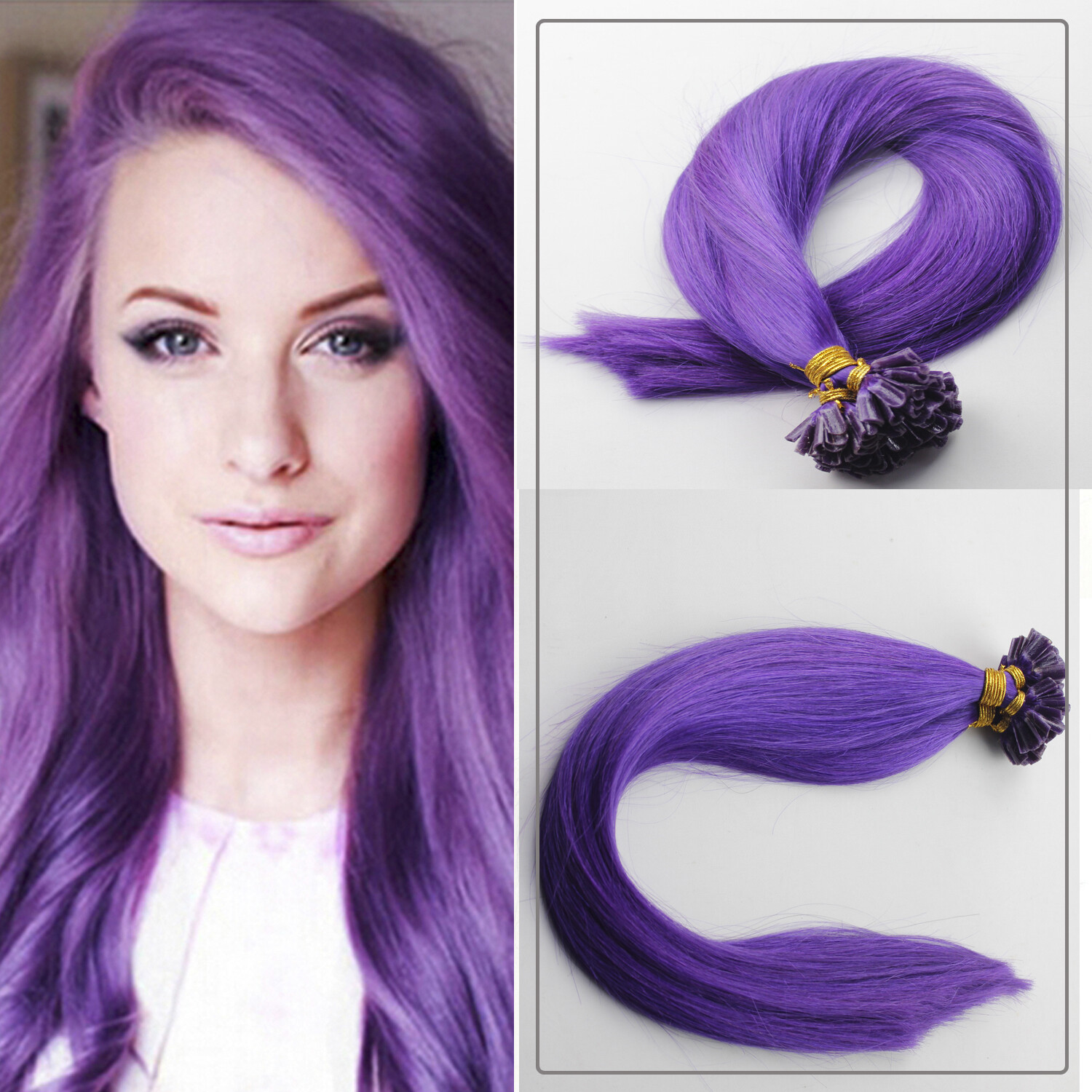 Keratin U Tip Hair Extensions Human Hair Pre Bonded Fusion Remy Hair 16-26inch