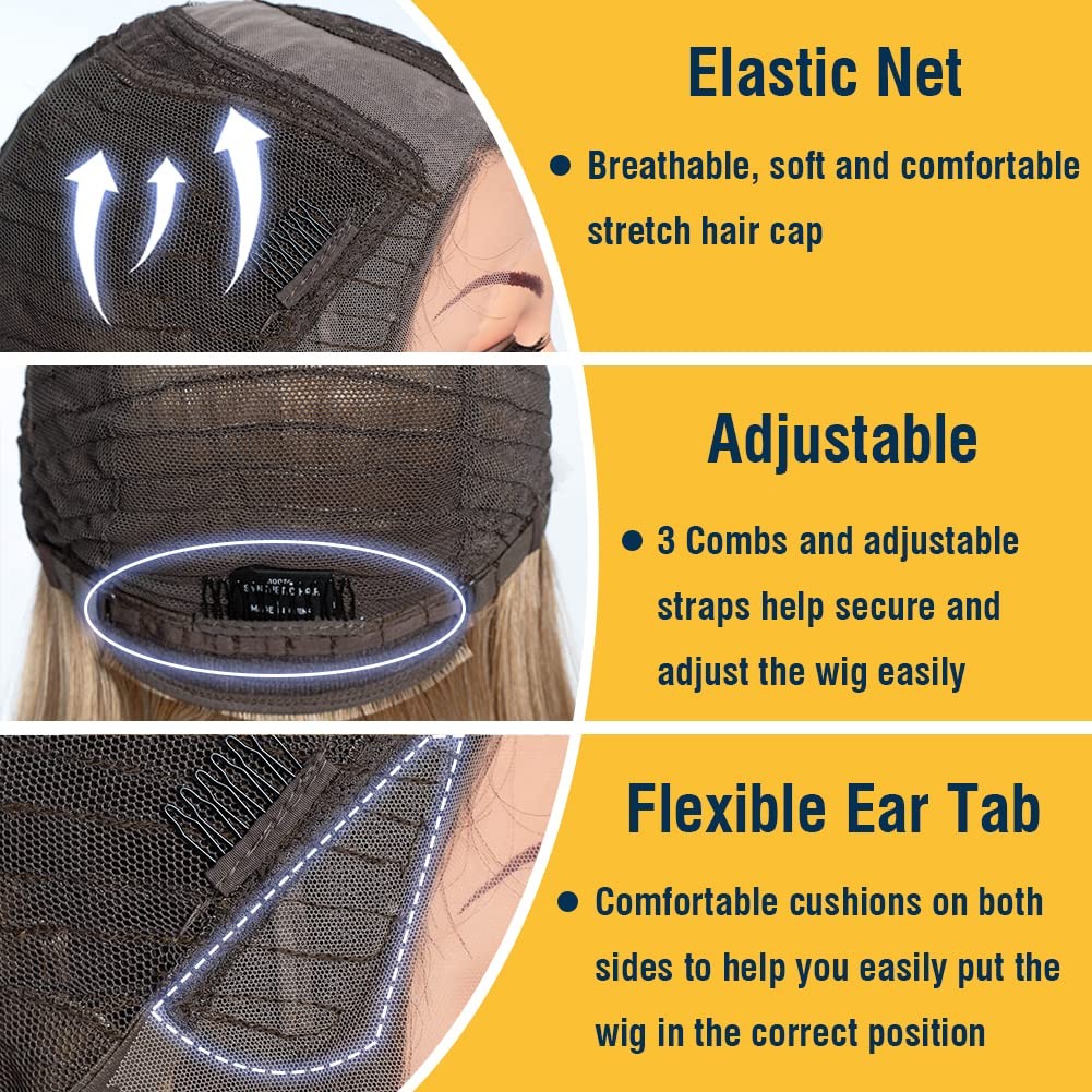 Début Dbut Short Bob Asymmetrical Wigs Ear To Ear Lace Front Baby Hair