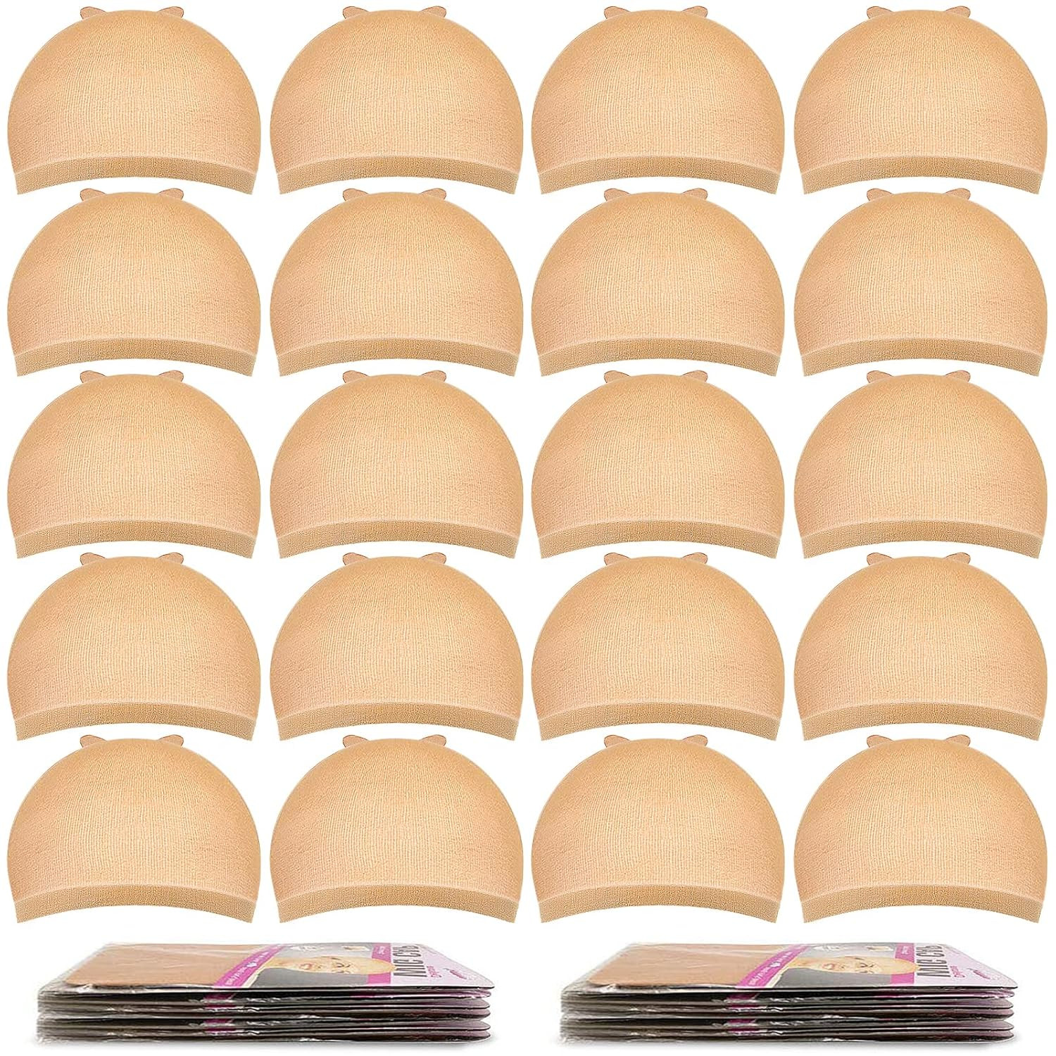 20 Count Light Brown Nylon Wig Caps Bulk Natural Fit Comfortable And Breathable