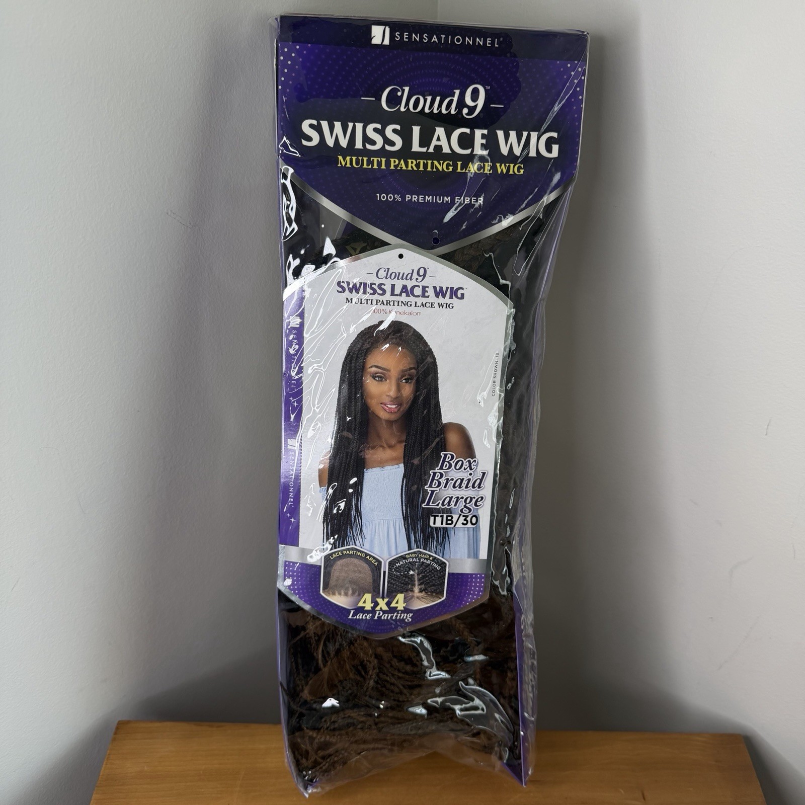 Sensationnel Cloud 9 4×4 Swiss Lace Parting Wig – Box Braid Large Black/Brown