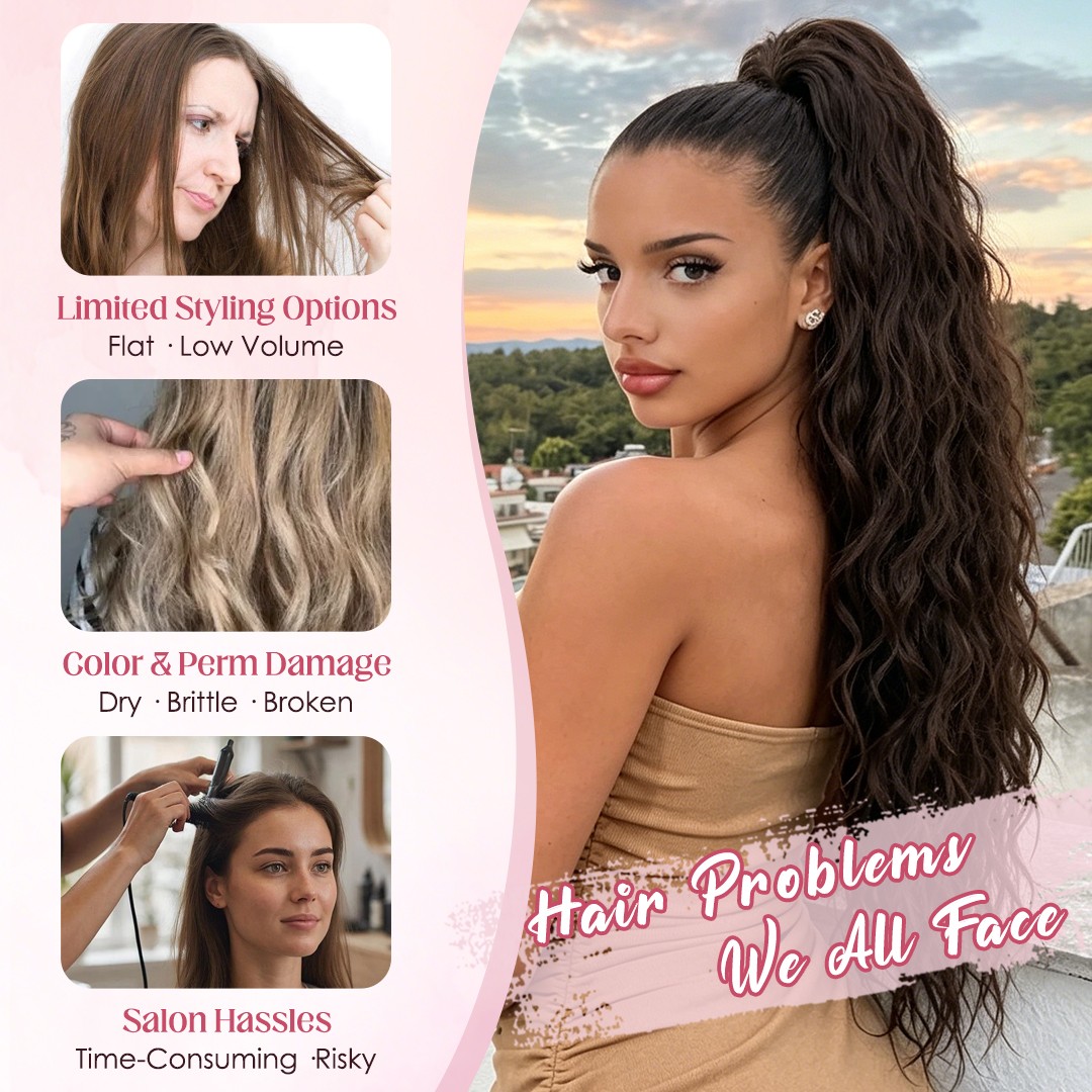 Mega Long & Thick 30″ Fluffy Messy Loose Wave Claw Clip Ponytail Hair Extensions
