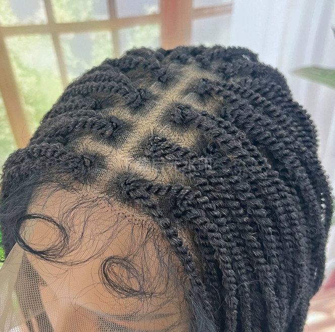 Senegalese Black Twist Braided Wigs For Black Women Knotless Full Lace wigs 20″