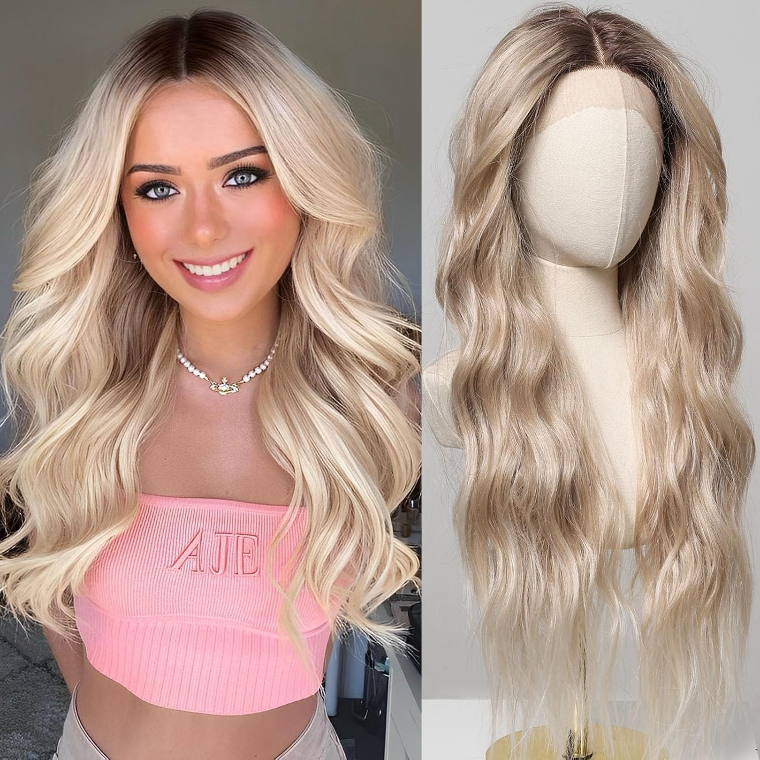 ❤️LACE FRONT WIGS HUMAN HAIR BLENDED BLONDE STRAIGHT