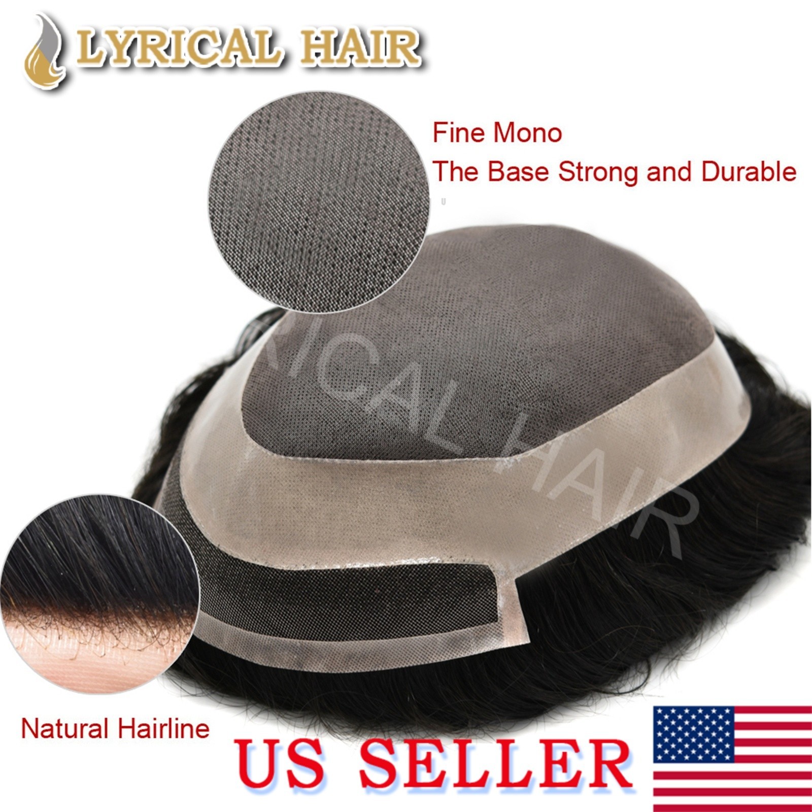 Lyrical Hair Mens Toupee Welded Mono Lace Front Human Hair Piece Replacement Wig