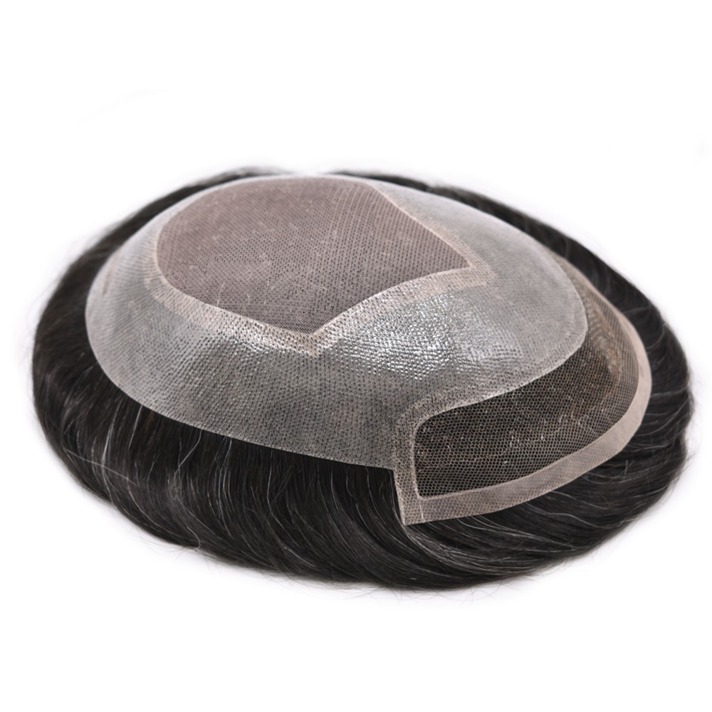Mens Toupee Hair System Replacement French Lace Front Mono Mens Hairpiece Wig US