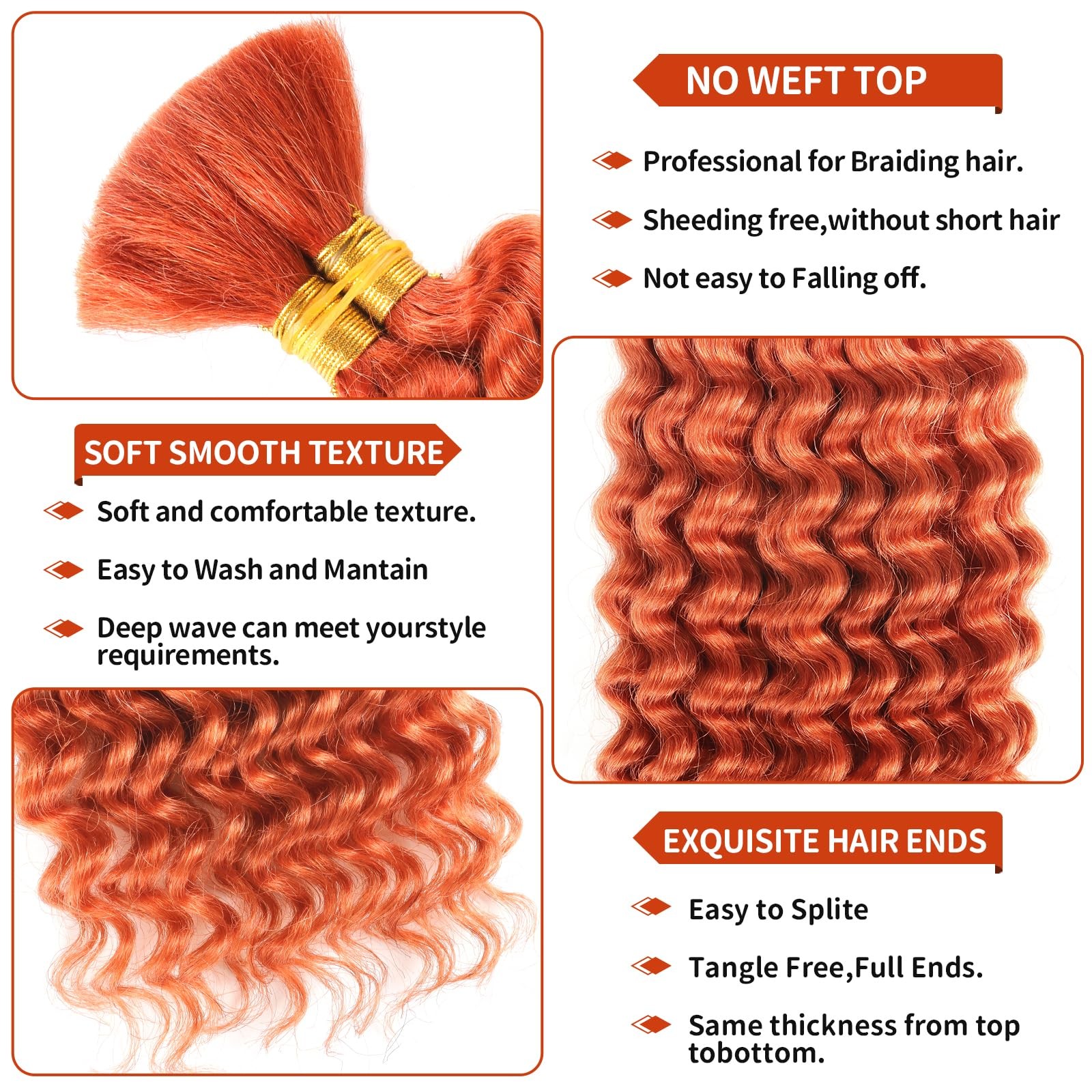Alaleibaby Human Braiding Hair 1 Bundle 50G 14 Inch Deep Wave Bulk Human Hair