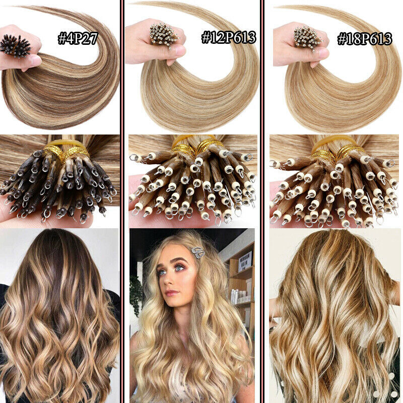 Nano Ring Tip Hair Extensions Micro Beads Link Remy Human Hair Balayage Thick 1g