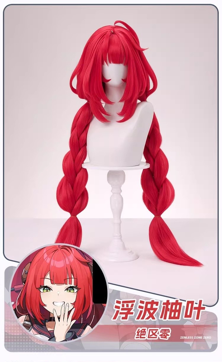 Zenless Zone Zero Ukinami Yuzuha 100cm Red Wig Cosplay Hairpiece Bangs Prop
