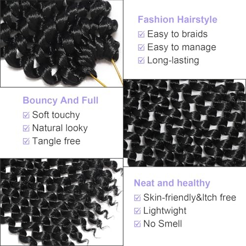 Passion Twist Crochet Hair for Women Black Color 9 Packs 10 Inch (pack of 9) 1B