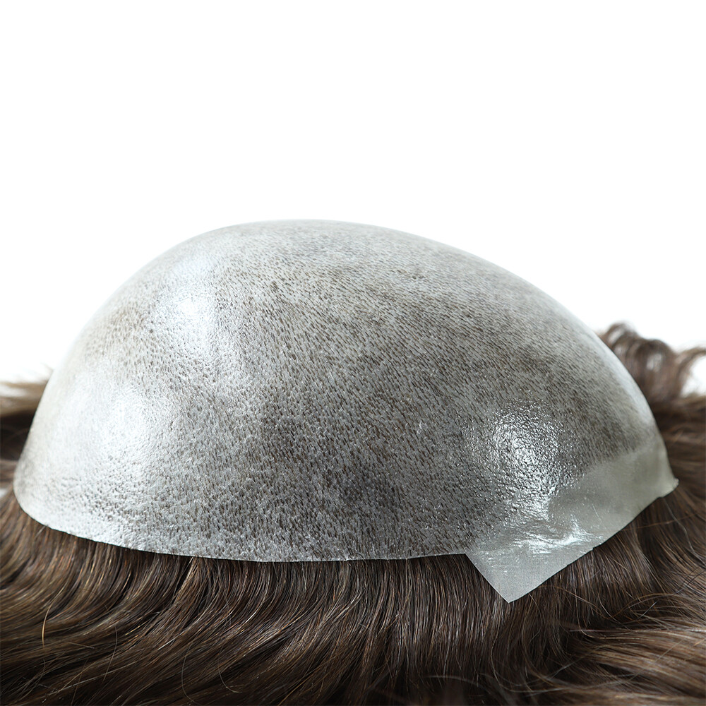 Mens Toupee Hair Replacement Injection Thin Skin Human Hair System Hairpieces