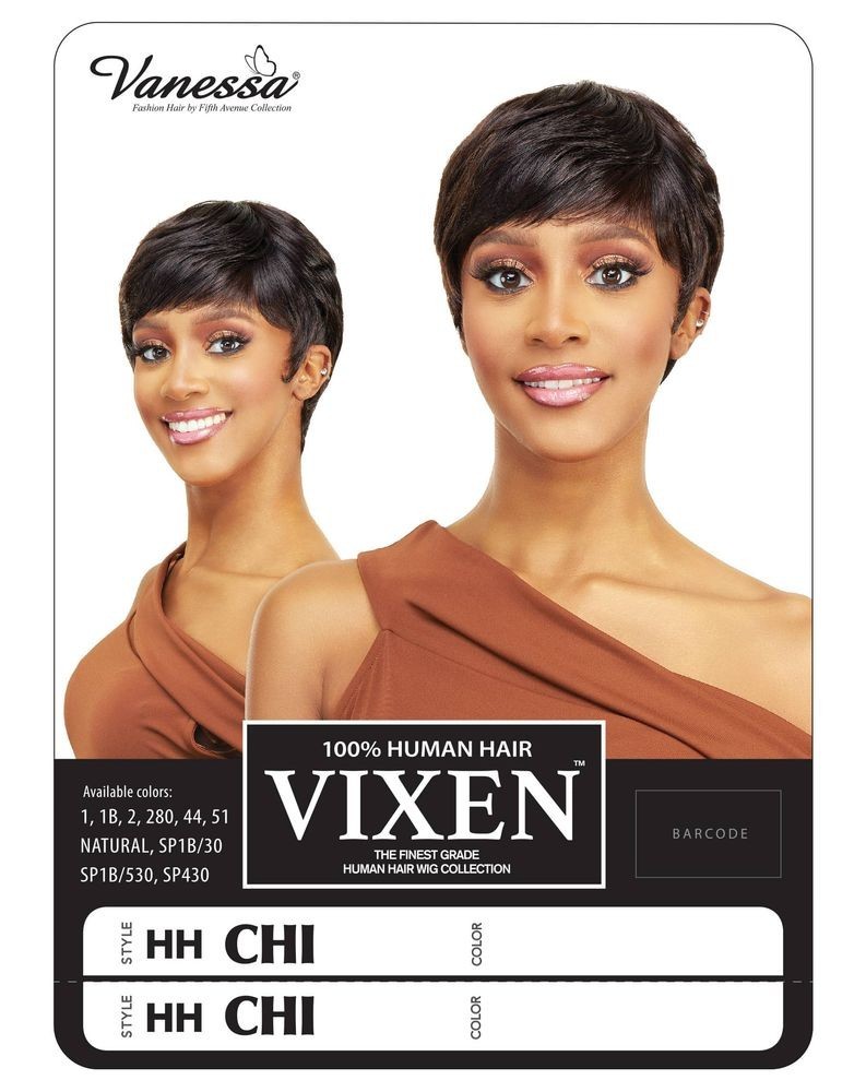 Vixen Wig Vanessa 100% Human Hair Adult HH CHI Short GRAY Color 44 NEW in Box
