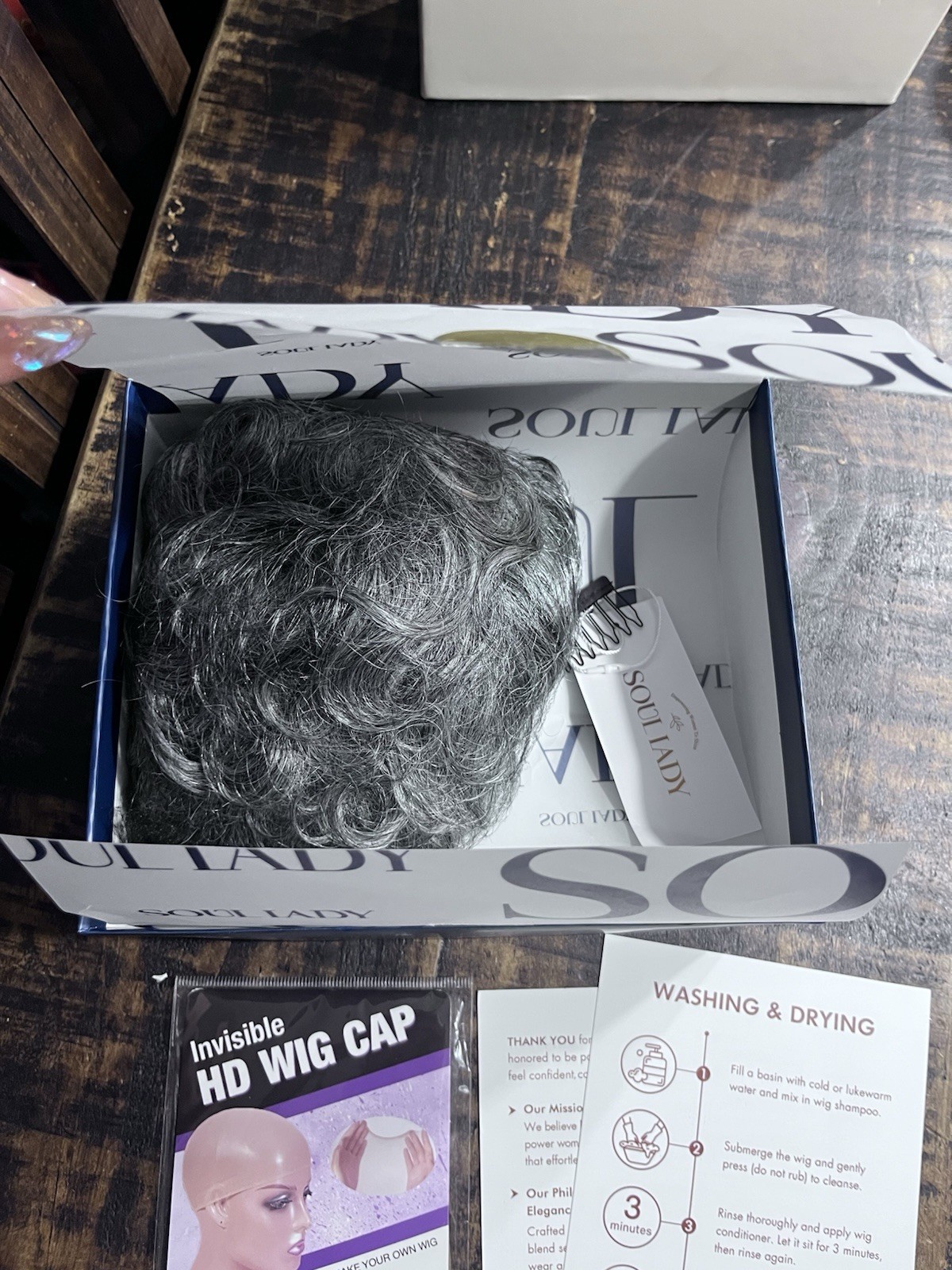 Soul Lady Wig Natural Wave Pixie Lace 100% Human Hair Standard Salt & Pepper