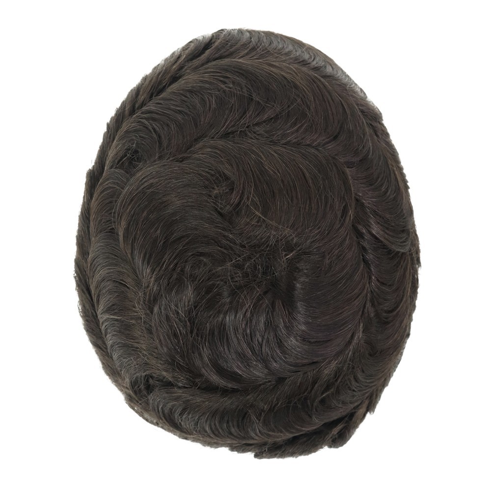 Durable Mens Toupee Human Hair Replacement Systems Lace Front Hair Pieces Q6#1B