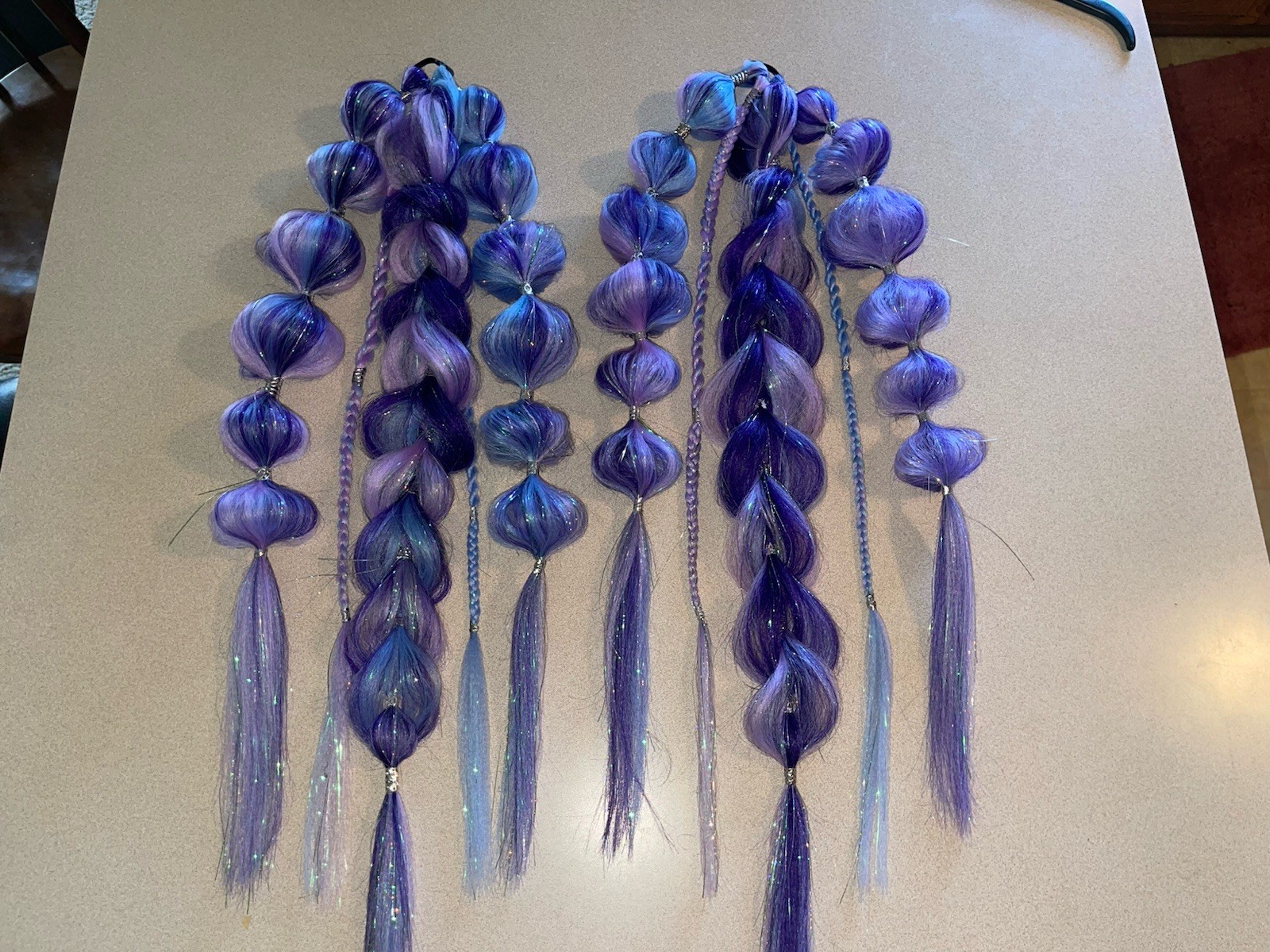 Synthetic Handmade Festival/Rave Hair Extensions 💜🩵✨Fairy/Mermaid/Fantasy Hair