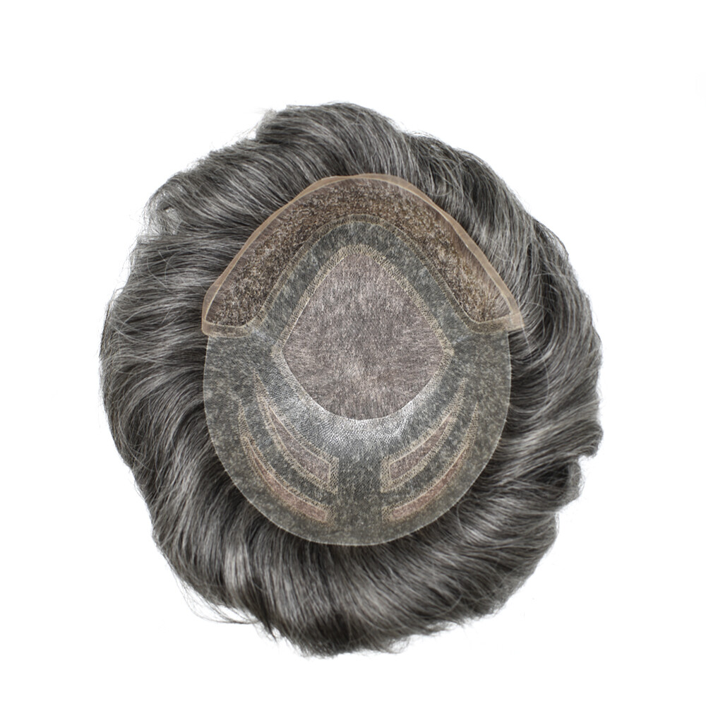 French Lace Front Hairpiece Fine Mono Poly Skin Hair Systems Natural MensToupee