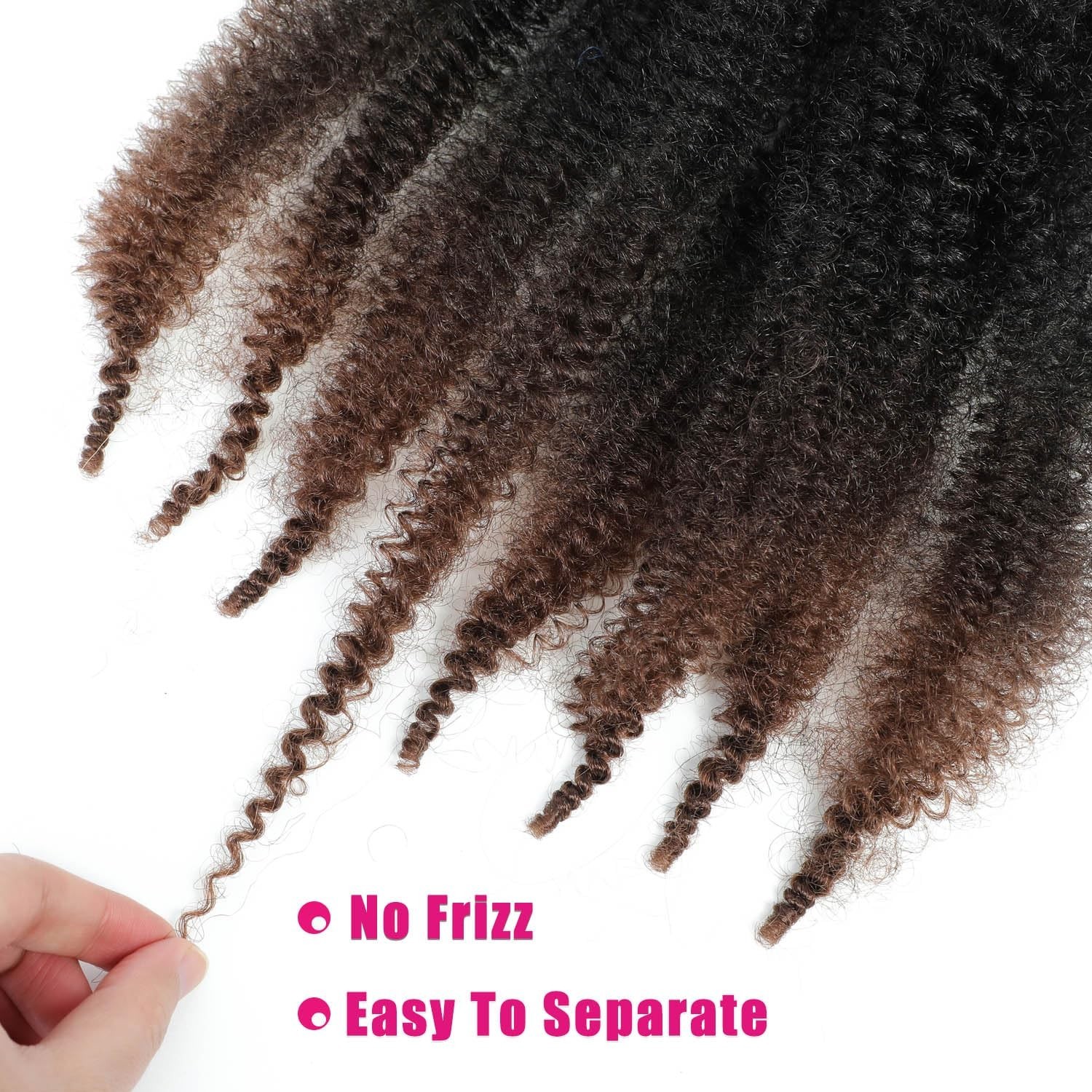 12″ Springy Afro Twist Hair Extensions – Pre Fluffed & Stretched, 3 Packs, Soft