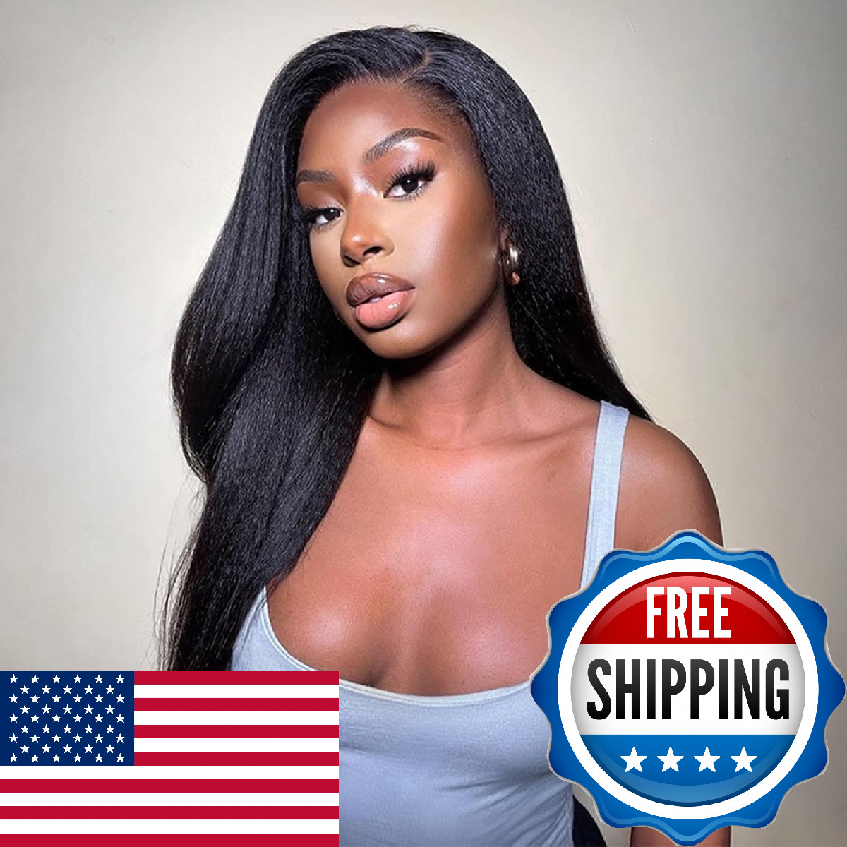 Oq Hair V Part Wig Human Hair Kinky Straight Upgrade U Part Adjustable
