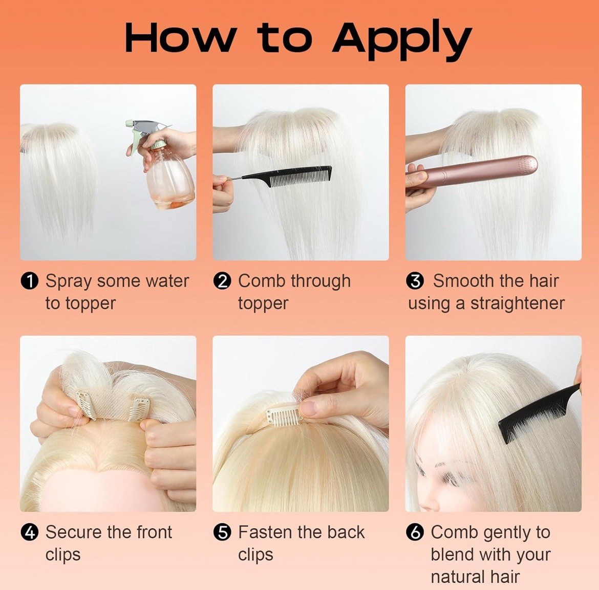 Real Human Hair, 10″ Clip in Bangs Hand-tied Base Natural Realistic Blonde