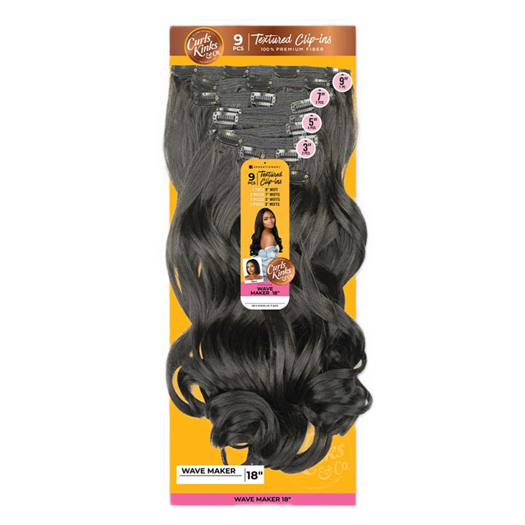 Sensationnel Curls Kinks & Co Premium Fiber Clip-ins – Wave Maker 18″
