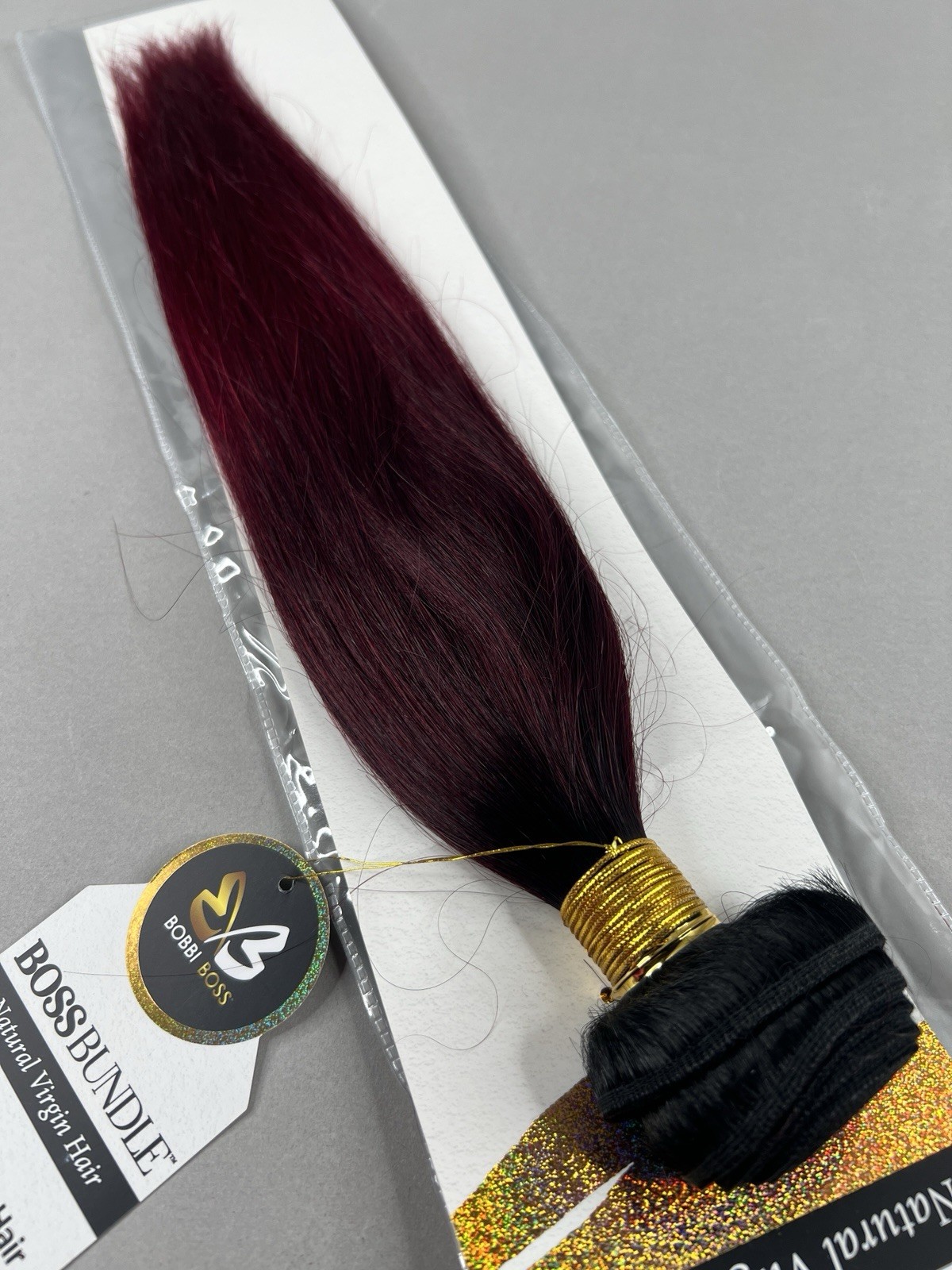 16” Boss Bundles TTNat/9JBG Burgundy Ombre Straight 100% Human Hair Extensions