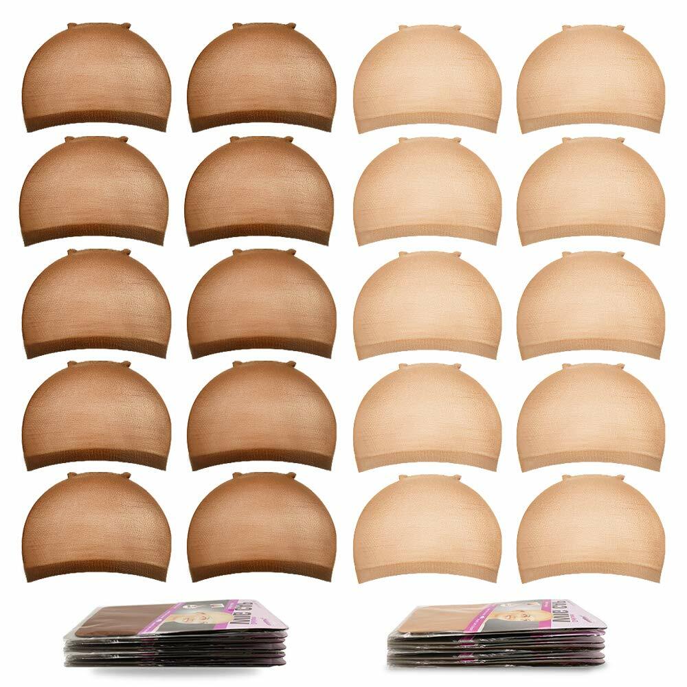 2 PACKS HAIR WIGS STOCKING CAP WEAVING MESH NET FISHNET ELASTIC LINER BROWN