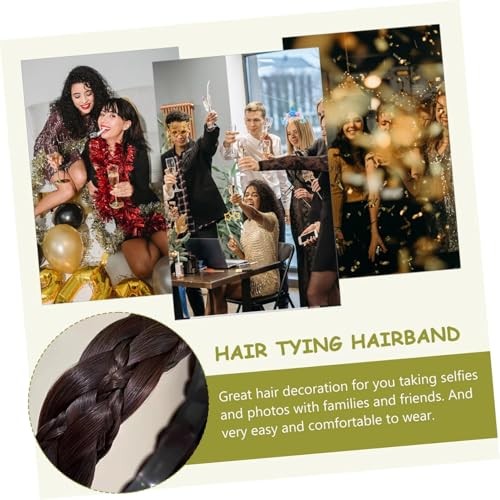 Messy Braided Headband With Teeth Synthetic Hair Plaited Five-strand dark brown