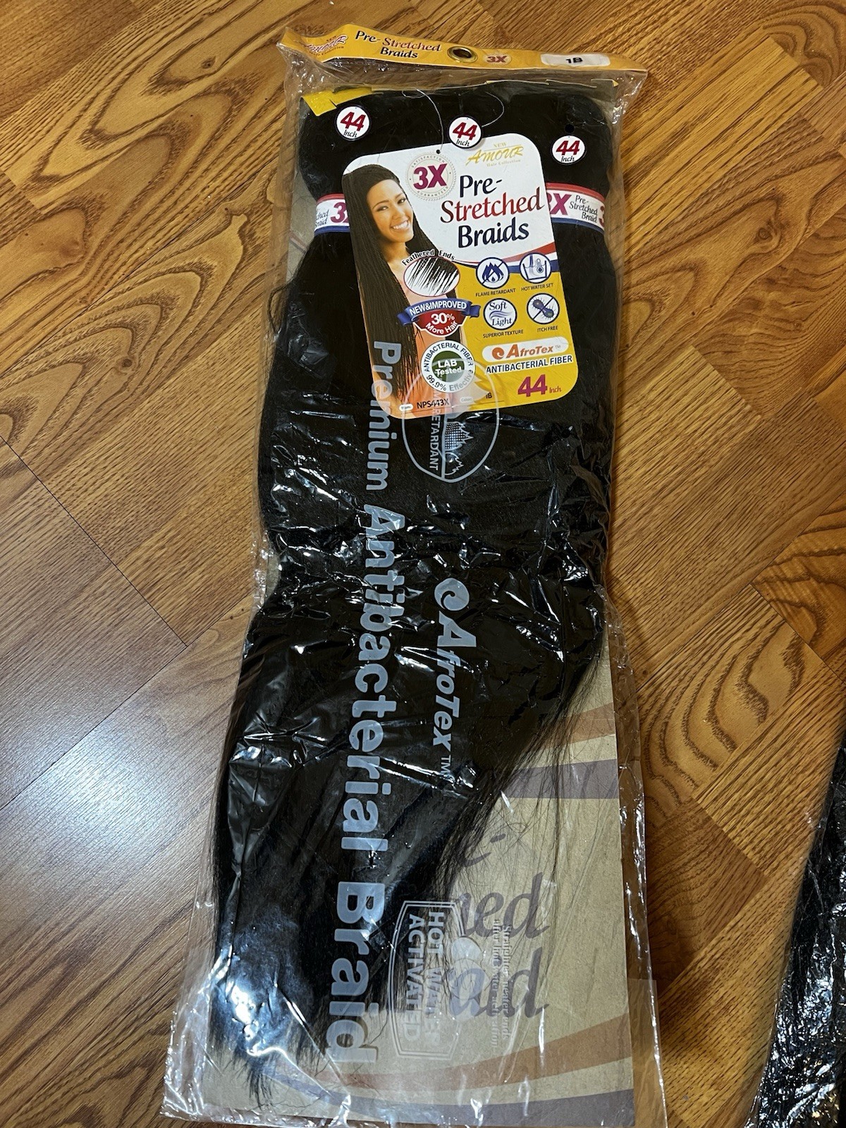 Set of 3 Amour Pre Stretched Braids 44 Inch 1B 3Pack AfroTex Antibacterial