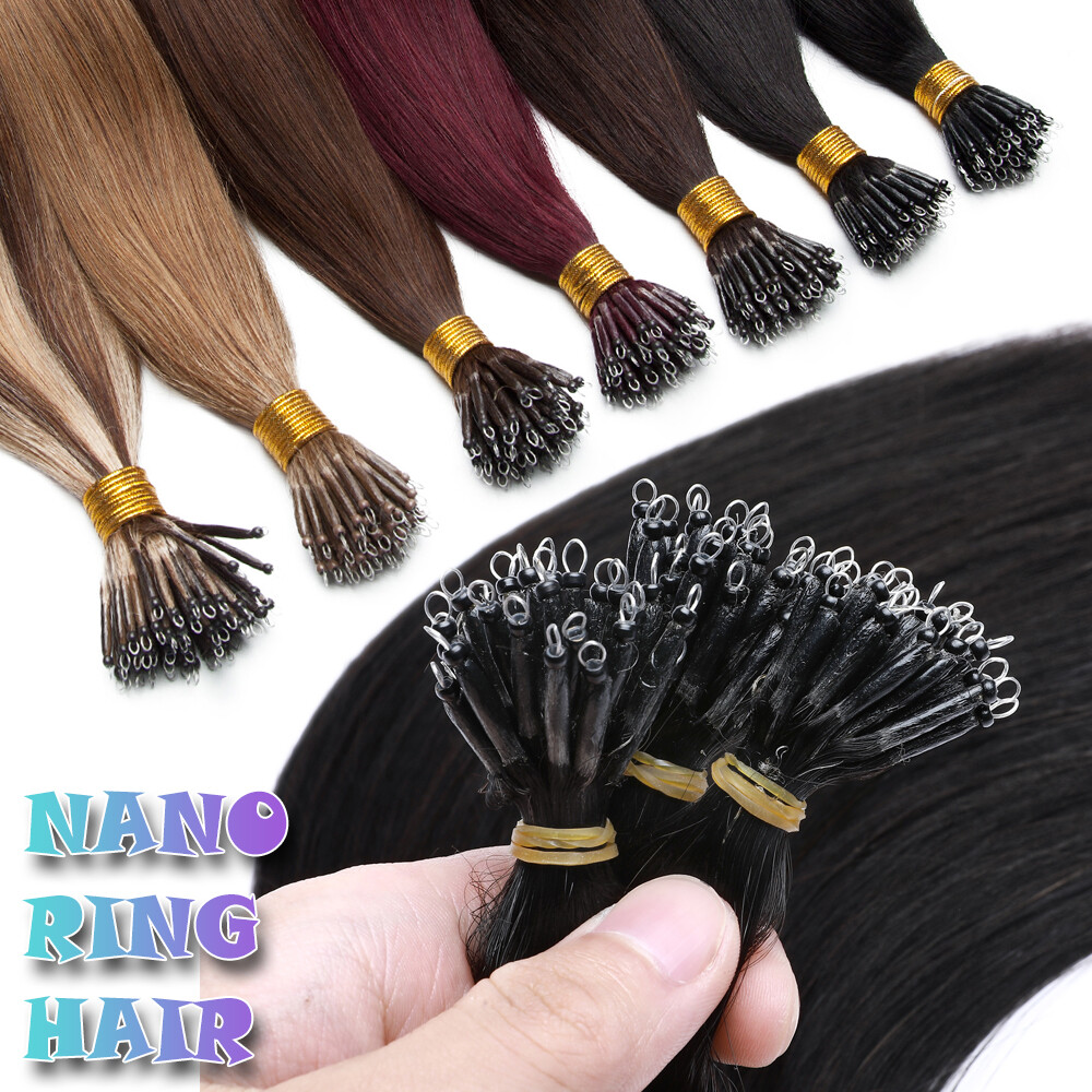 50G 100G Nano Ring Russian Remy Human Hair Extensions Mini Links Micro Beads US