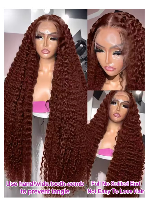 Chocolate Brown Deep Curly 13×4/13×6 HD Lace Front Human Hair Wig 30-36″