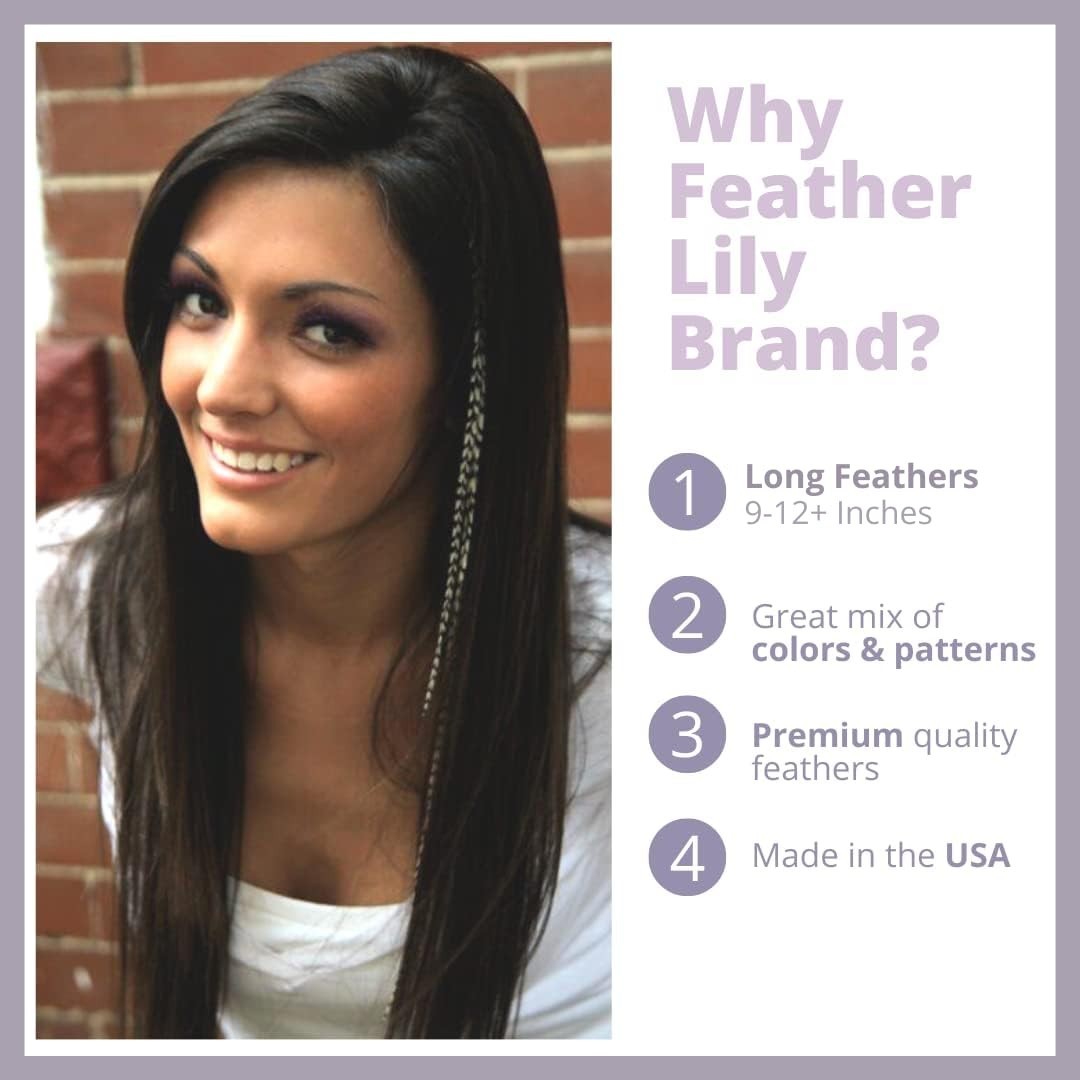 Bohemian Black & White Striped Feather Hair Extensions DIY Kit – 20 Real Feat…