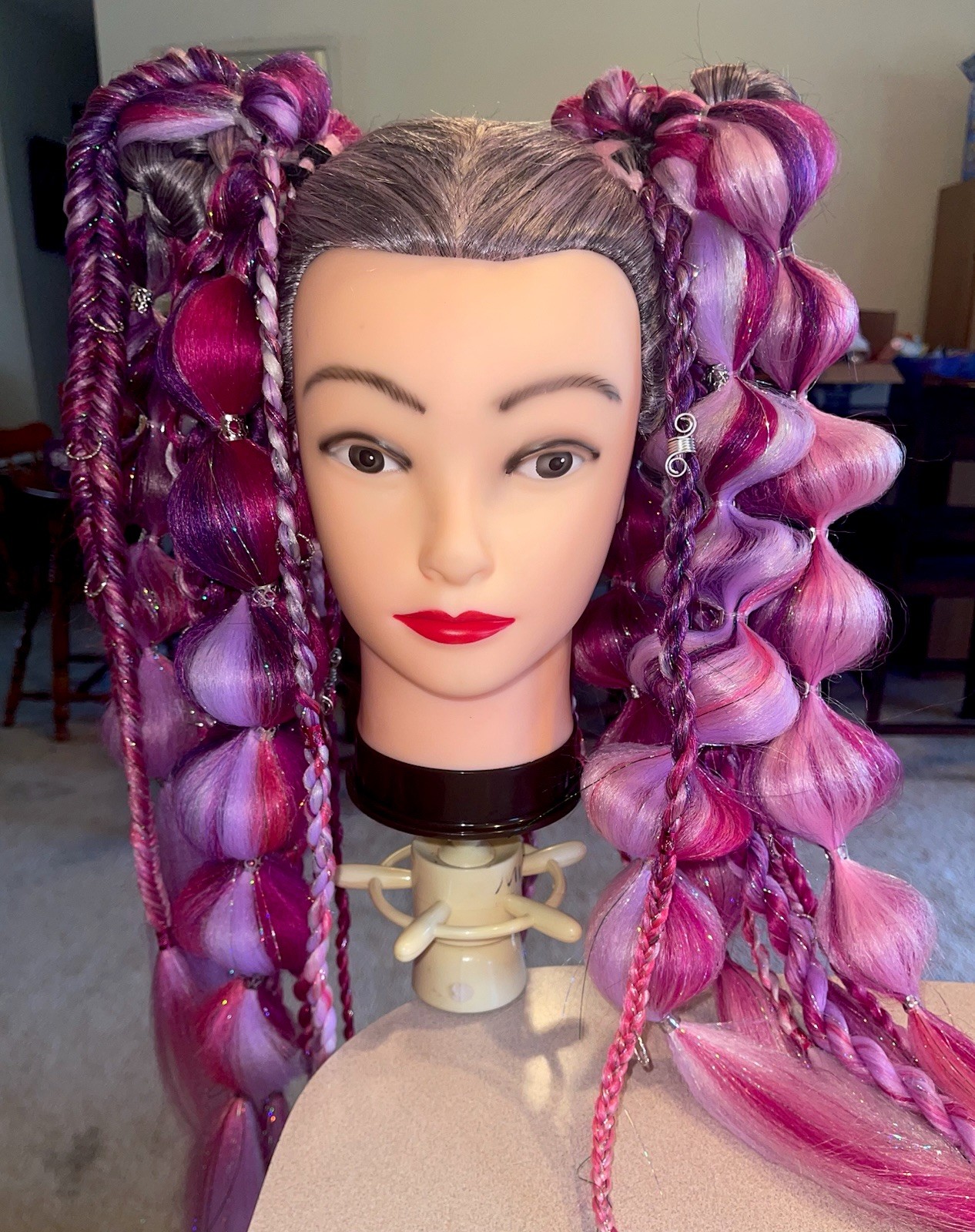 Pink & Purple Handmade Rave/Concert/Festival Pigtail Extensions