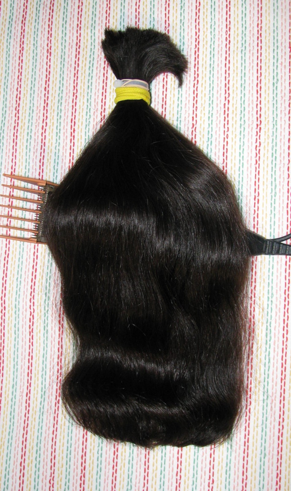 HUMAN HAIR HAIRCUT 14 INCH 3.6oz DARK BRUNETTE PONYTAIL COSPLAY REBORN DOLLS T38