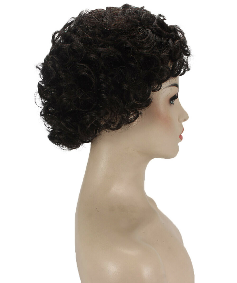 Monroe – Curly Kanekalon Synthetic Fiber Full Wig, 4 – 4.5 in, Off Black