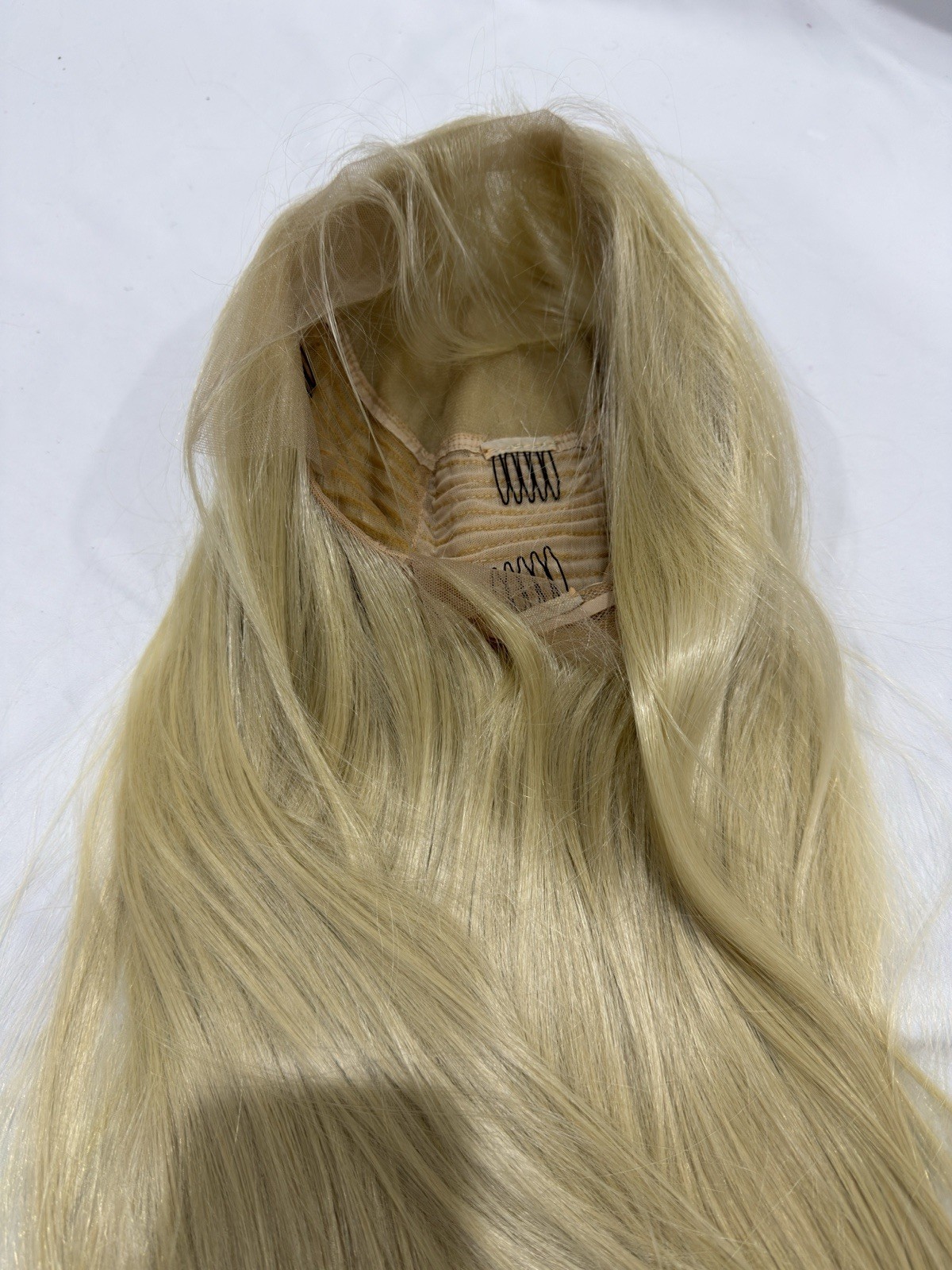FUHSI Kanekalon Synthetic Lace Front Wig 22” Straight Blonde 613# 250% Density