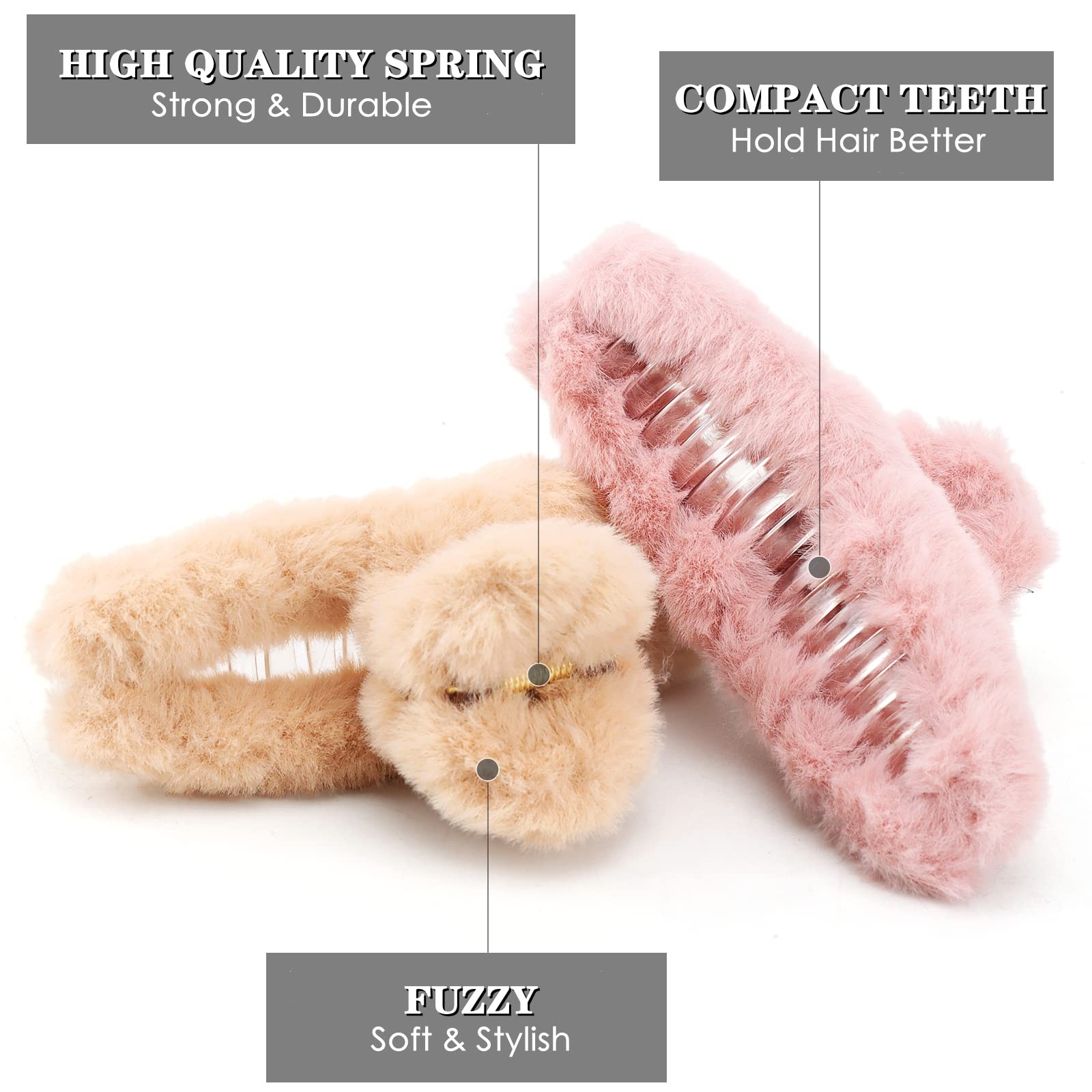 SEVEN LUCKY LIGHT Hair Clip, 7 Pcs 1 Count (Pack of 7), Fuzzy Neutral Set