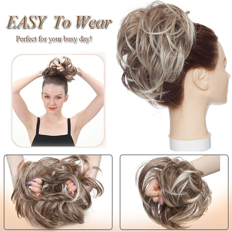 85G Thick Messy Bun Hair Piece Scrunchie Updo Wrap Hair Extensions Real as human