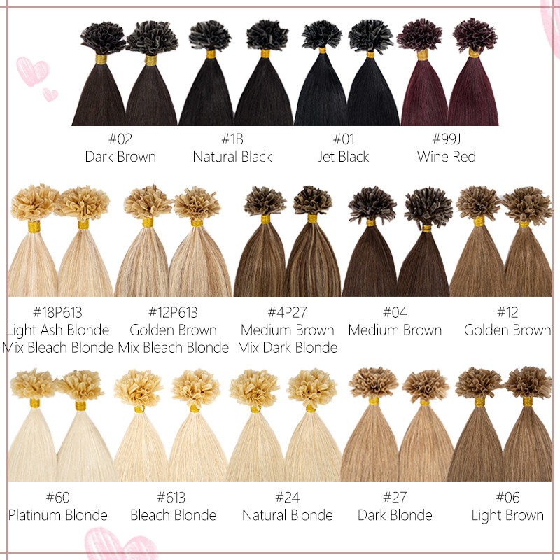 300Strands Nail U Tip Pre-Bonded Real Remy Human Hair Extensions Thick Russian
