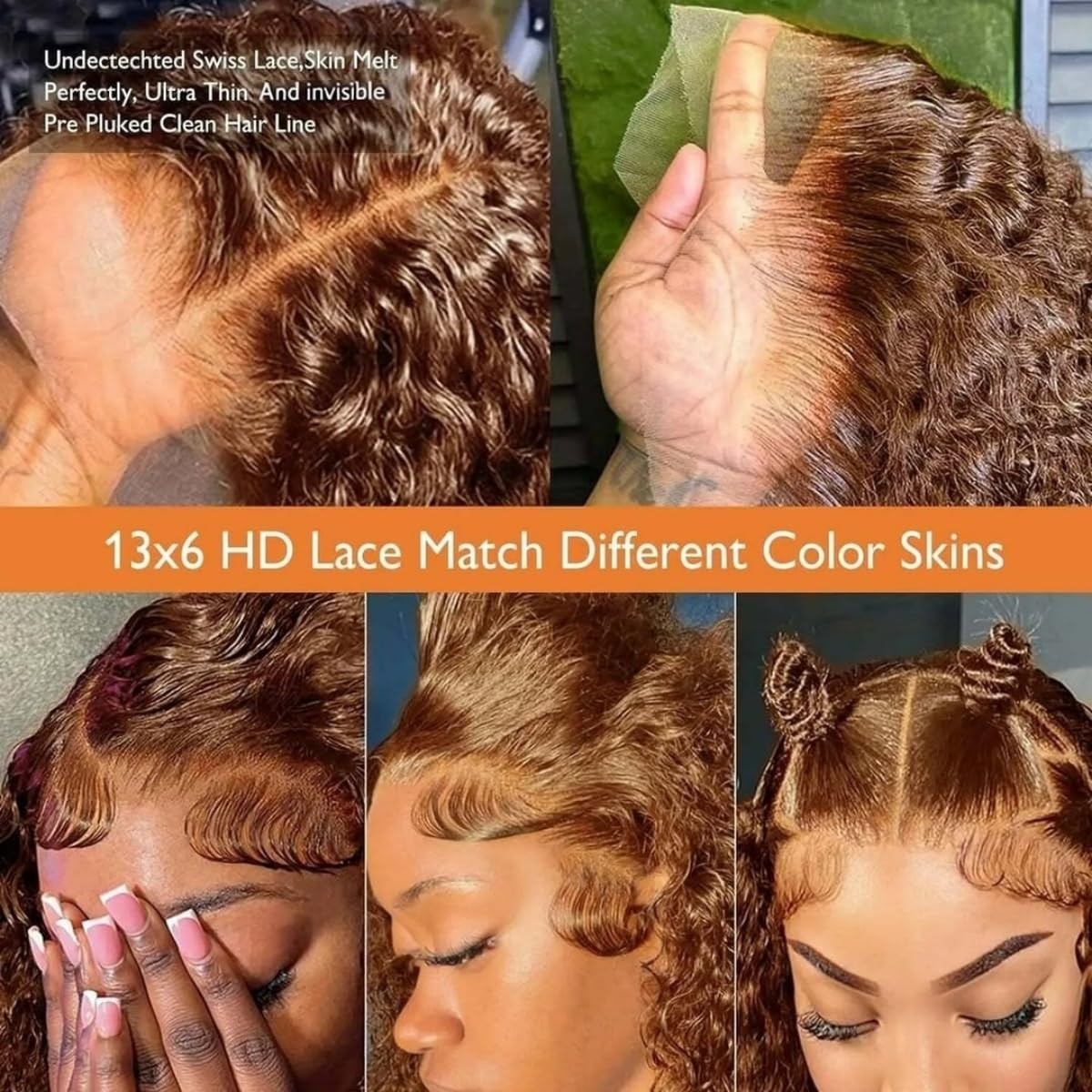 Qiikota 20 Inch Chocolate Brown Deep Wave Lace Front Wigs Human Hair Pre