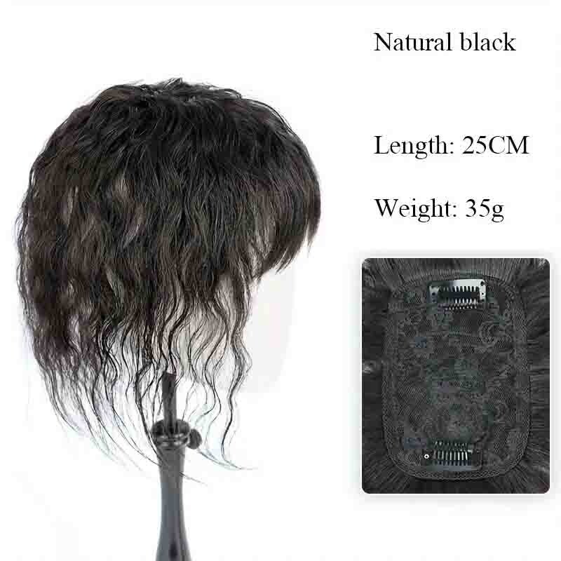 Curly Human Hair Topper with Bang Short Clip-In Hair Extension for Thinning Hair