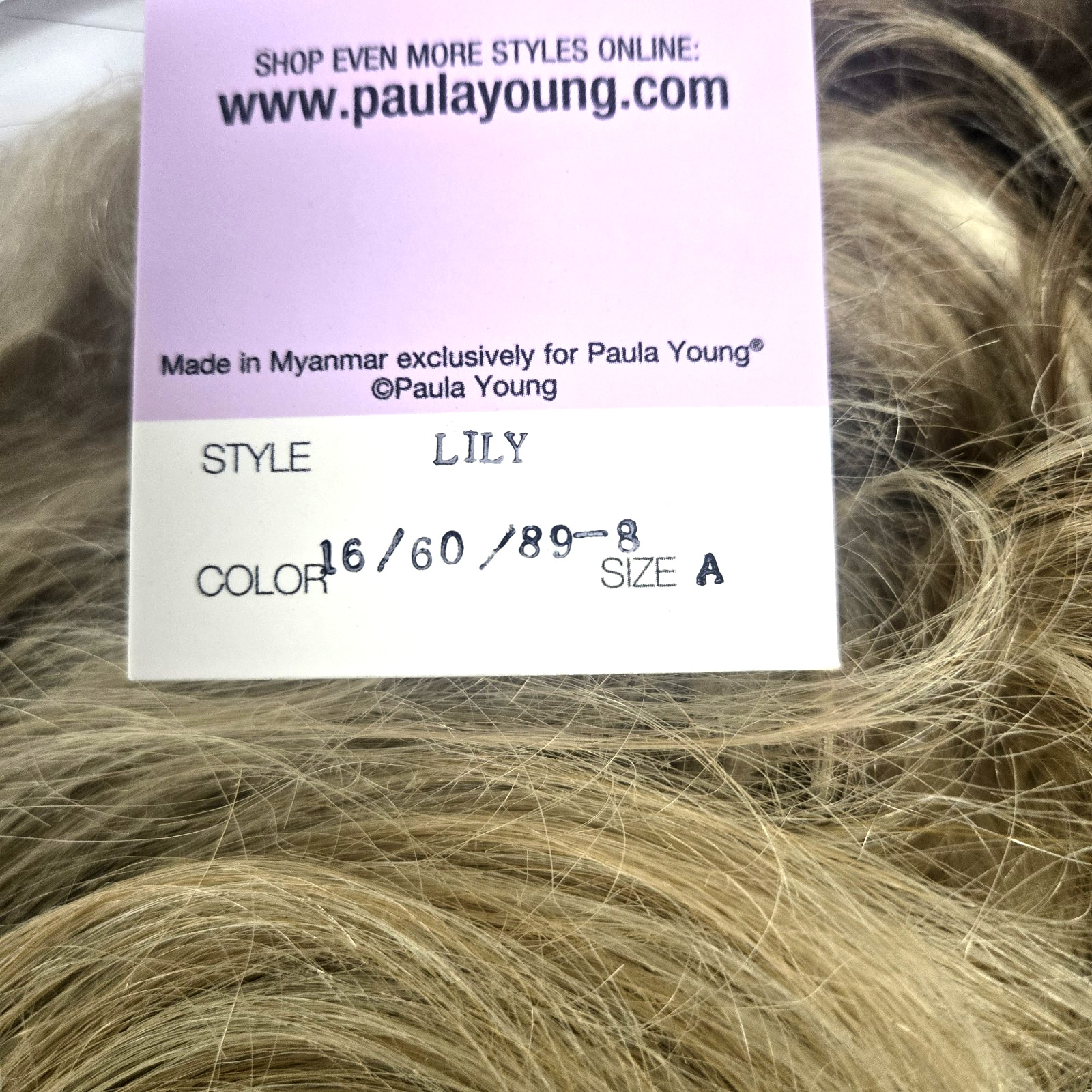 Paula Young Beauty Wig Lily Short Curly Bob A1423 Color Honey Bun Average New